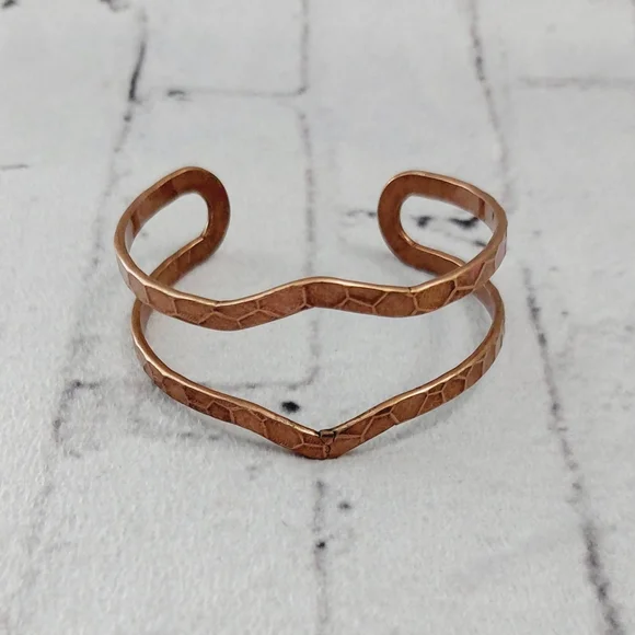 Copper Hammered Cuff Bracelet Item #1697 - Picture 3 of 3